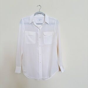 Equipment Cream Button Down Silk Shirt Small